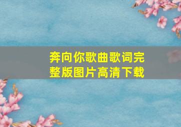 奔向你歌曲歌词完整版图片高清下载