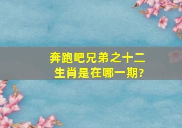 奔跑吧兄弟之十二生肖是在哪一期?