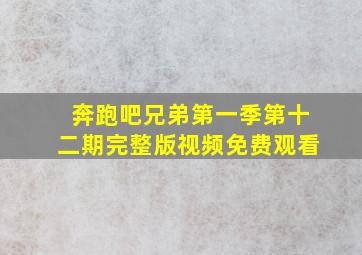 奔跑吧兄弟第一季第十二期完整版视频免费观看