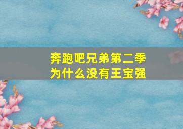 奔跑吧兄弟第二季为什么没有王宝强