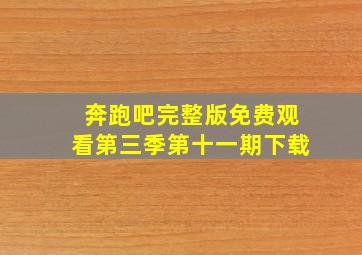 奔跑吧完整版免费观看第三季第十一期下载