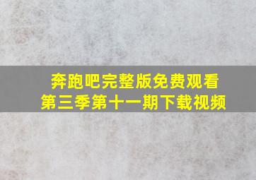 奔跑吧完整版免费观看第三季第十一期下载视频