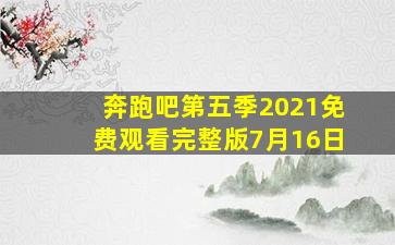 奔跑吧第五季2021免费观看完整版7月16日