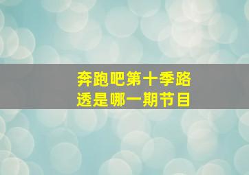 奔跑吧第十季路透是哪一期节目