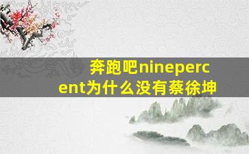 奔跑吧ninepercent为什么没有蔡徐坤