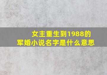 女主重生到1988的军婚小说名字是什么意思