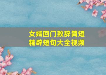 女婿回门致辞简短精辟短句大全视频