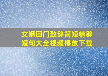 女婿回门致辞简短精辟短句大全视频播放下载