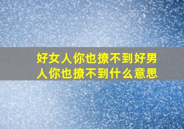 好女人你也撩不到好男人你也撩不到什么意思