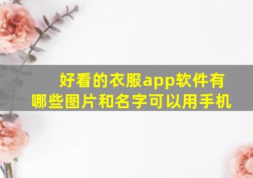 好看的衣服app软件有哪些图片和名字可以用手机