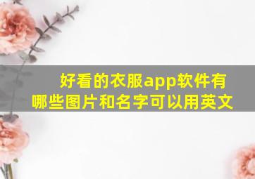 好看的衣服app软件有哪些图片和名字可以用英文