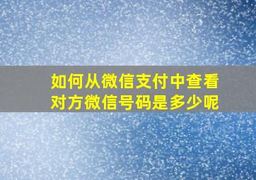 如何从微信支付中查看对方微信号码是多少呢