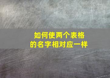 如何使两个表格的名字相对应一样