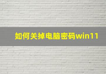 如何关掉电脑密码win11