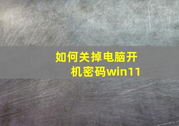 如何关掉电脑开机密码win11