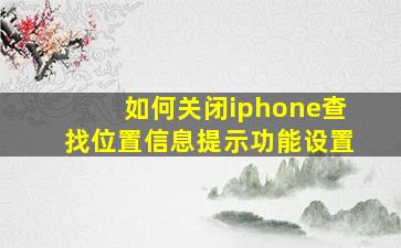 如何关闭iphone查找位置信息提示功能设置