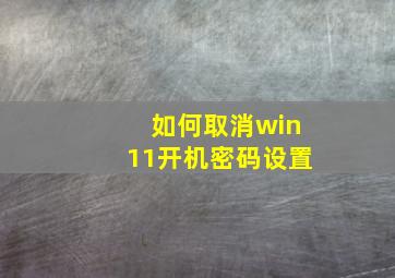 如何取消win11开机密码设置