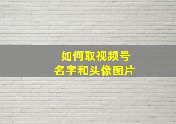 如何取视频号名字和头像图片