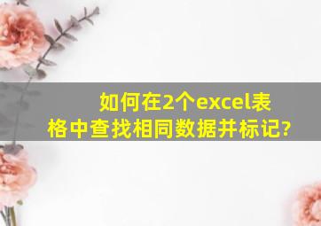 如何在2个excel表格中查找相同数据并标记?