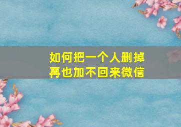 如何把一个人删掉再也加不回来微信