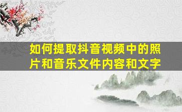 如何提取抖音视频中的照片和音乐文件内容和文字