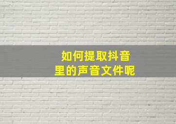 如何提取抖音里的声音文件呢