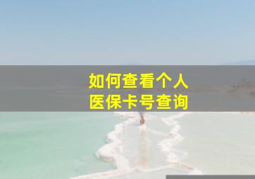 如何查看个人医保卡号查询