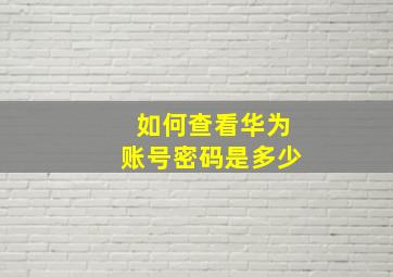 如何查看华为账号密码是多少