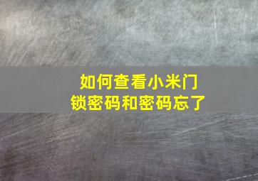 如何查看小米门锁密码和密码忘了