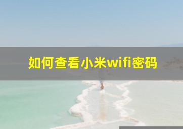 如何查看小米wifi密码