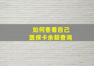 如何查看自己医保卡余额查询