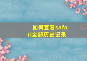 如何查看safari全部历史记录