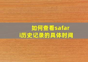 如何查看safari历史记录的具体时间