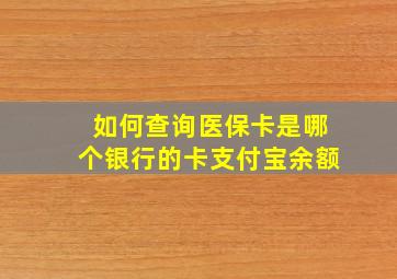 如何查询医保卡是哪个银行的卡支付宝余额