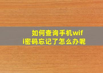 如何查询手机wifi密码忘记了怎么办呢