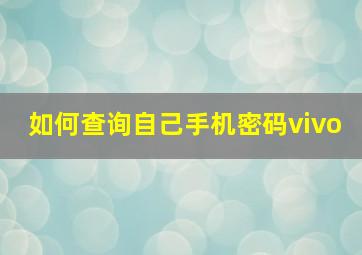 如何查询自己手机密码vivo