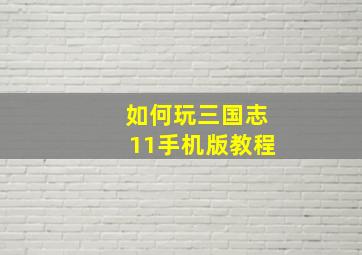 如何玩三国志11手机版教程