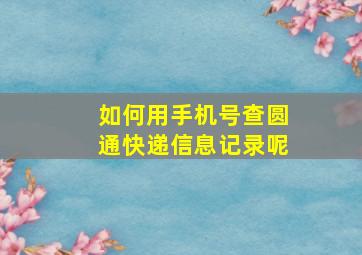 如何用手机号查圆通快递信息记录呢