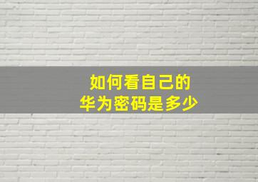 如何看自己的华为密码是多少