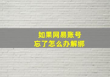 如果网易账号忘了怎么办解绑