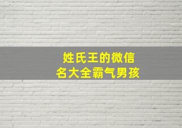 姓氏王的微信名大全霸气男孩