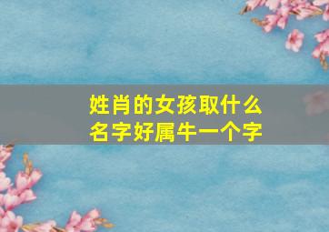 姓肖的女孩取什么名字好属牛一个字