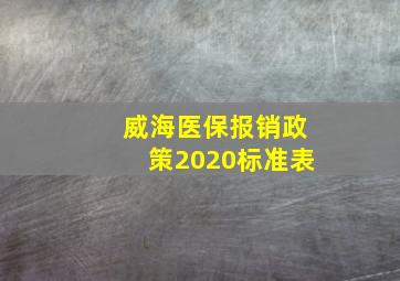 威海医保报销政策2020标准表