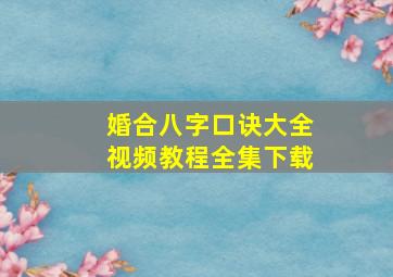 婚合八字口诀大全视频教程全集下载