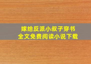 嫁给反派小叔子穿书全文免费阅读小说下载