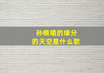 孙楠唱的缘分的天空是什么歌