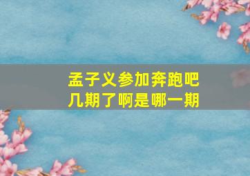 孟子义参加奔跑吧几期了啊是哪一期