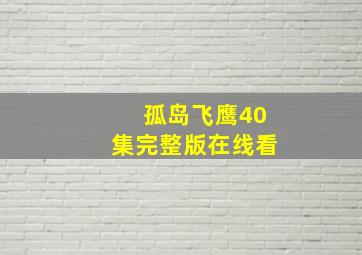 孤岛飞鹰40集完整版在线看