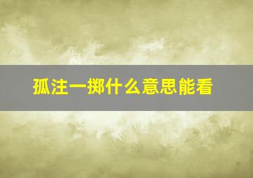 孤注一掷什么意思能看