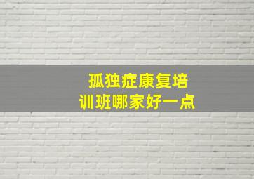 孤独症康复培训班哪家好一点